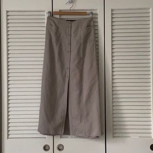 Reformation Gray Midi Skirt, Button Front Pockets